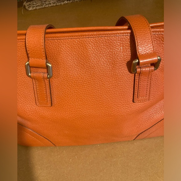 Beautiful Burberry handbag in orange pebbled leather - Picture 5 of 8
